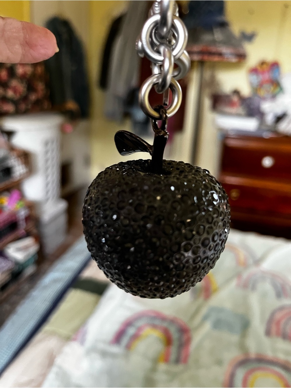 Coach Black Crystal Apple Bag Charm - Picture 6 of 14
